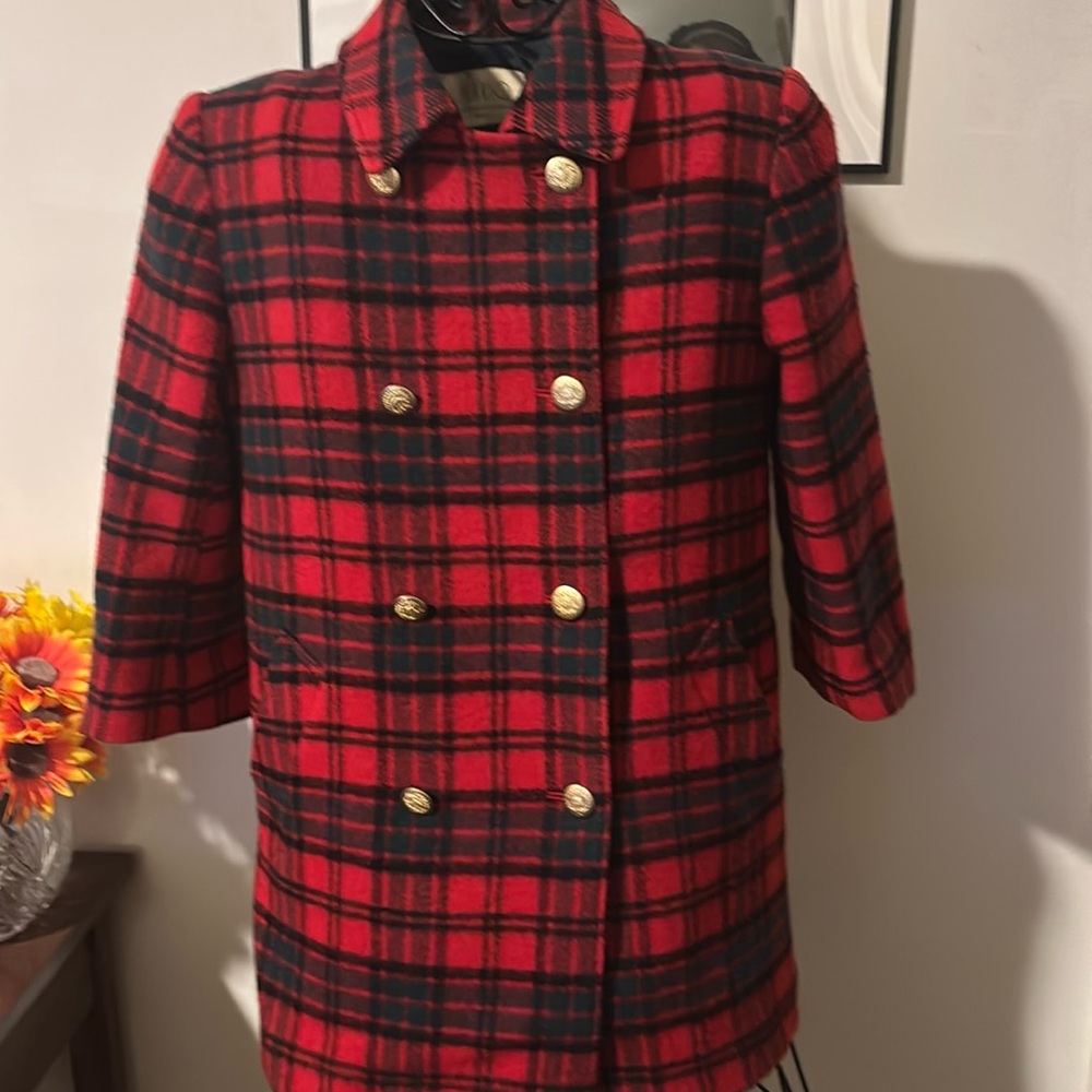 Classic wool plaid car coat